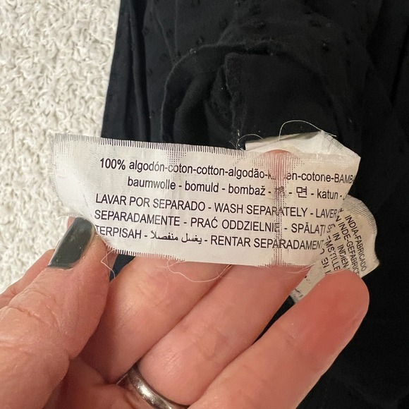 Zara Blouse Top‎ Womens Medium Black Boho Relaxed Festival Embroidered Cropped - Picture 6 of 8